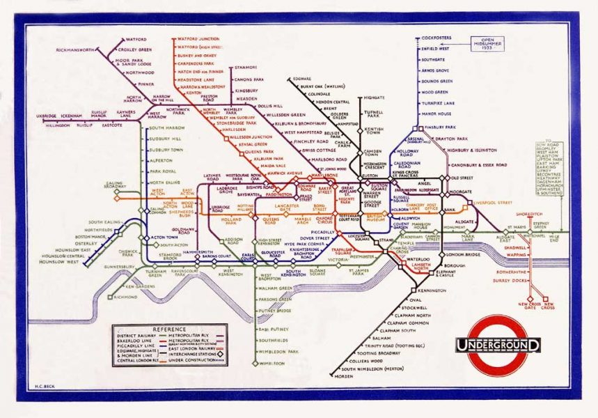 Pierwsza mapa metra w Londynie