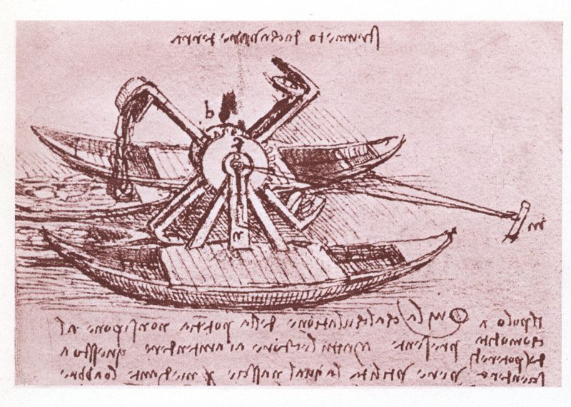 Leonardo da Vinci, projekt techniczny łodzi rzecznej.