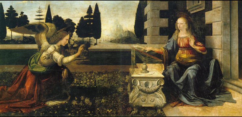 Leonardo da Vinci, Zwiastowanie.