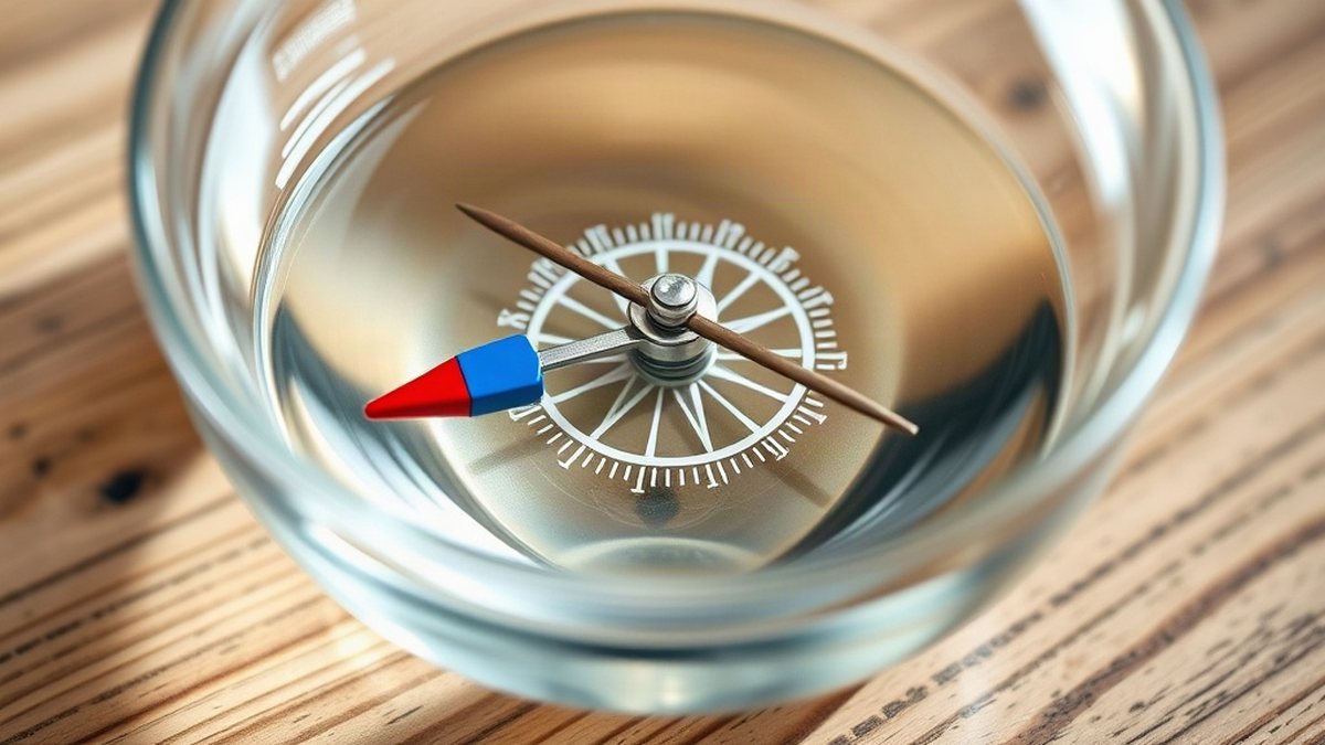 Igła magnetyczna kompasu Igła magnetyczna kompasu z czerwonym końcem wskazującym kierunek
